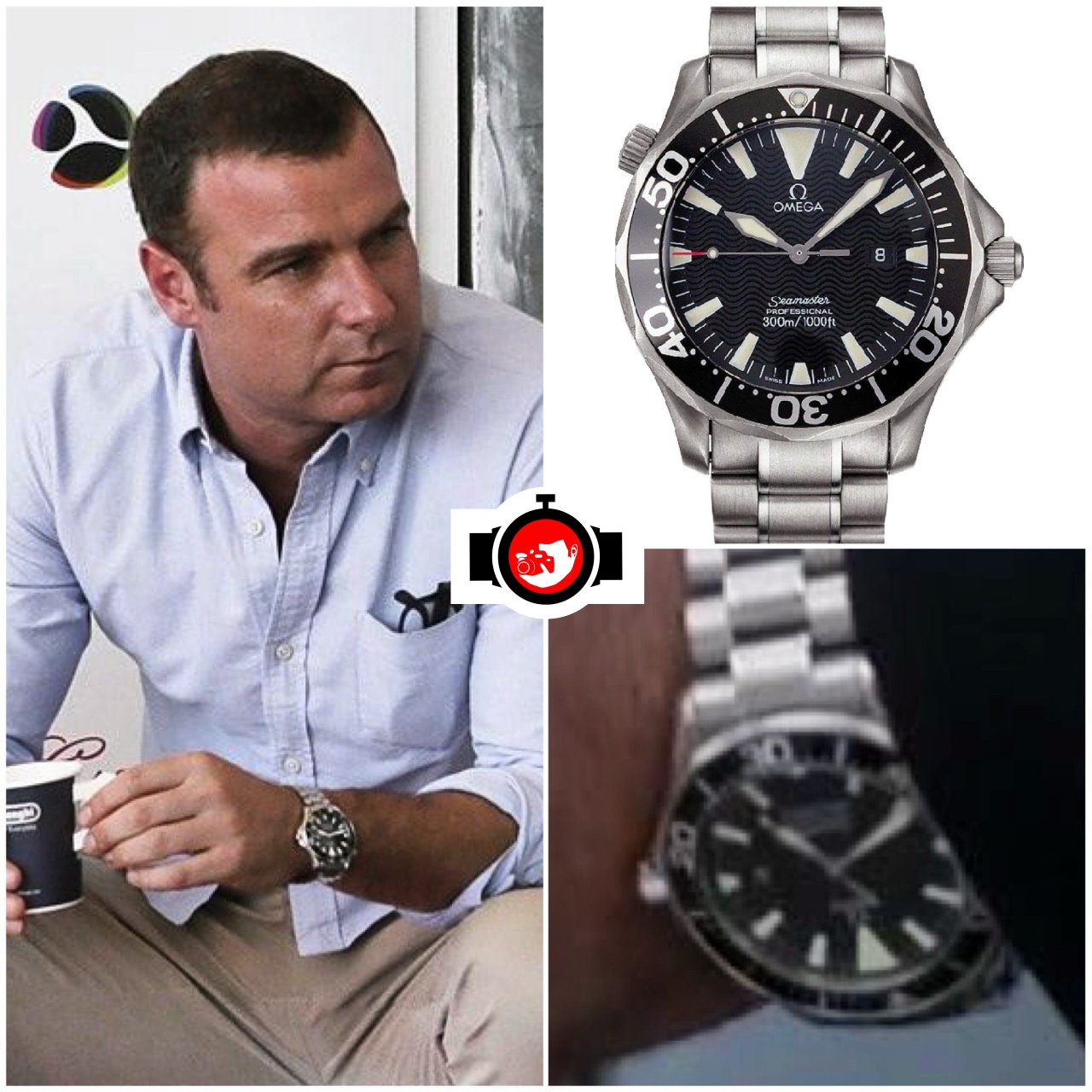 actor Liev Schreiber spotted wearing a Omega 2264.50