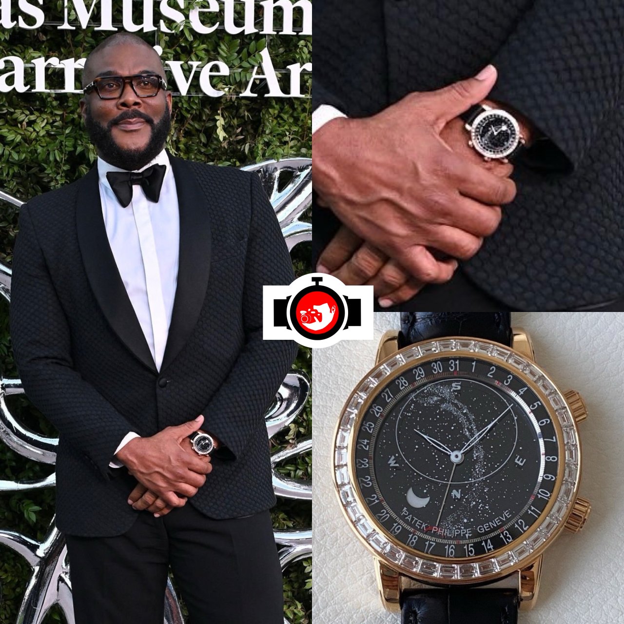 film director Tyler Perry spotted wearing a Patek Philippe 6104R-001