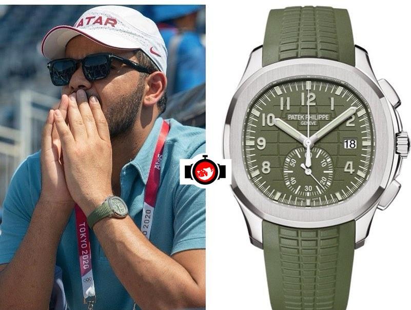 Inside Joaan Bin Hamad Al Thani's Stunning Watch Collection: The White Gold Patek Philippe Aquanaut Chronograph With a Khaki Green Dial and Strap 