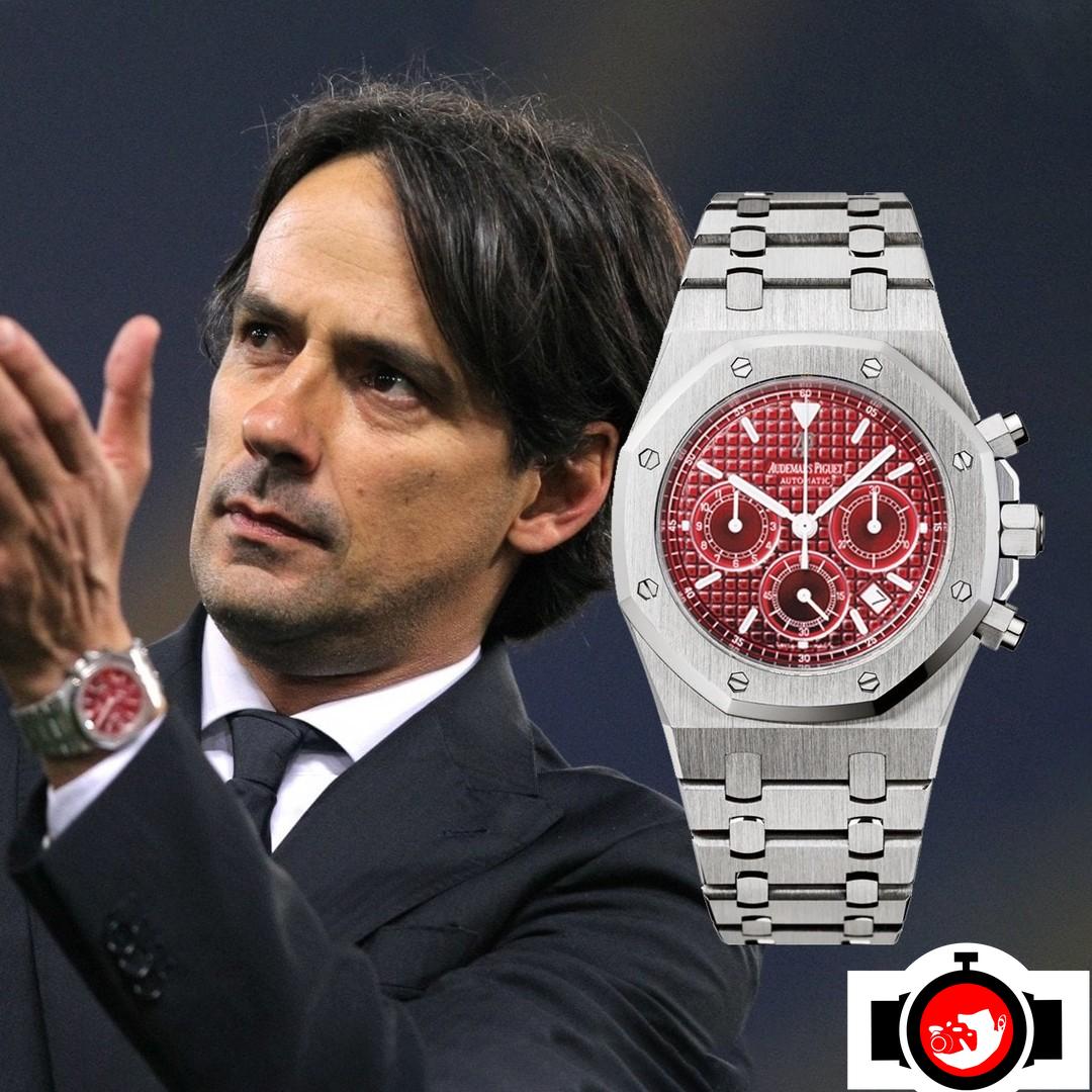 football manager Simone Inzaghi spotted wearing a Audemars Piguet 25860ST