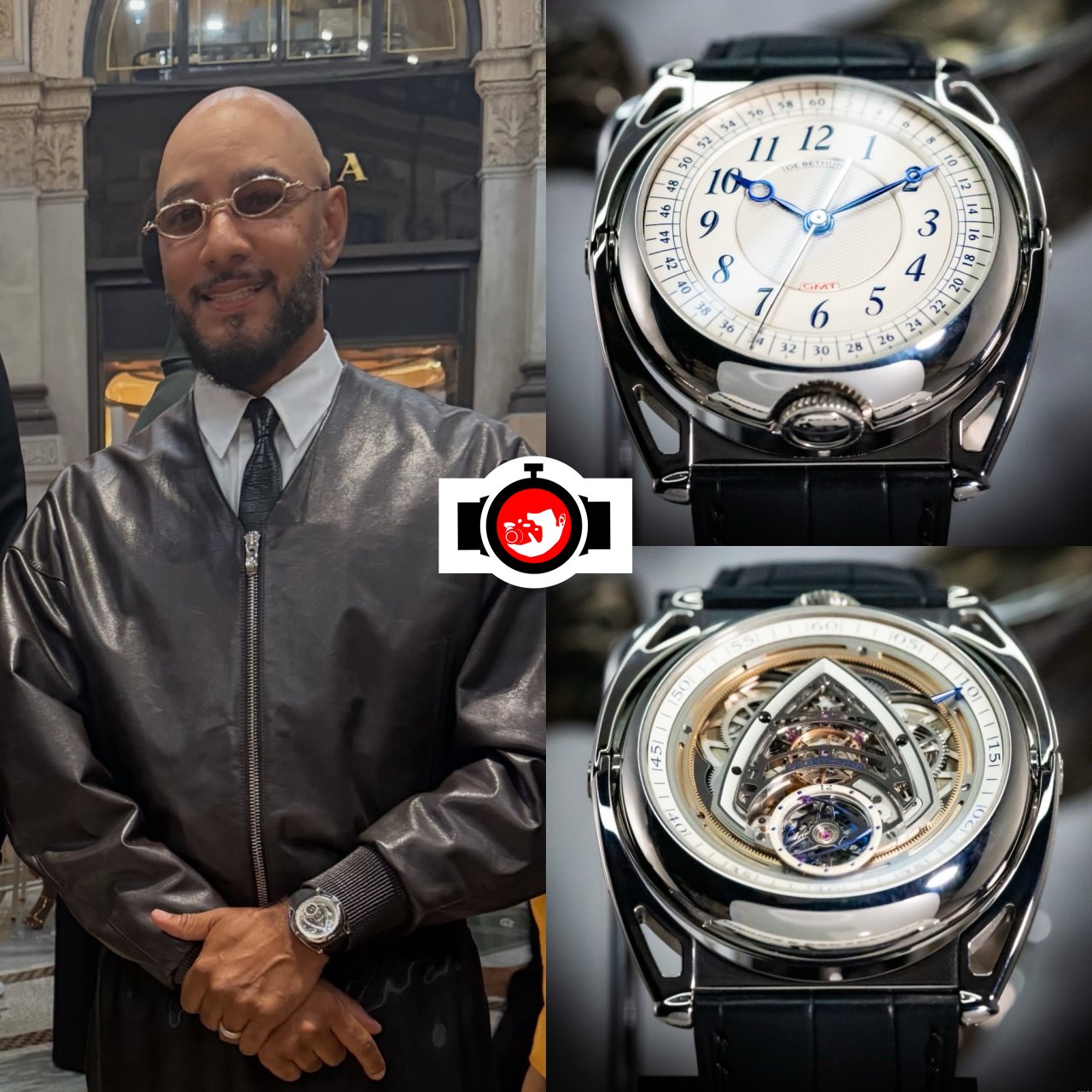 Swizz Beatz Spotted Wearing De Bethune DB Kind of Two Jumping GMT at Vogue World Milan