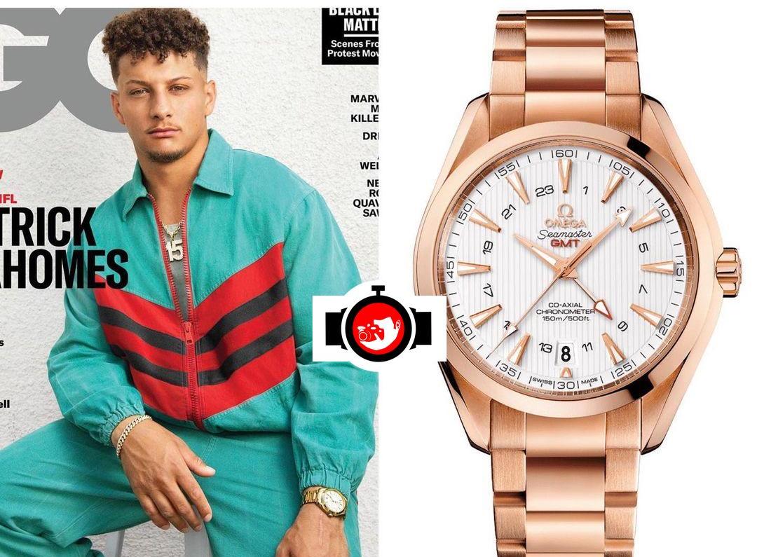 american football player Patrick Mahomes spotted wearing a Omega 231.50.43.22.02.001