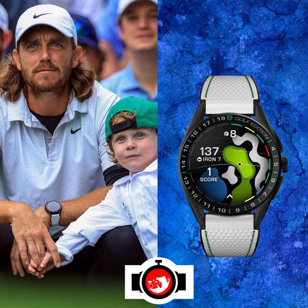 golfer Tommy Fleetwood spotted wearing a Tag Heuer SBR8A81.EB0251