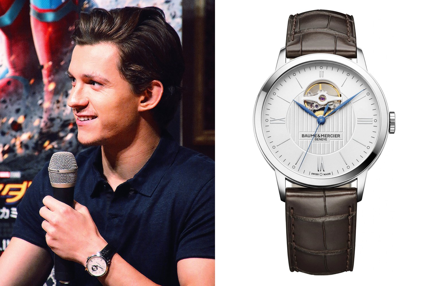 actor Tom Holland spotted wearing a Baume & Mercier MOA10275