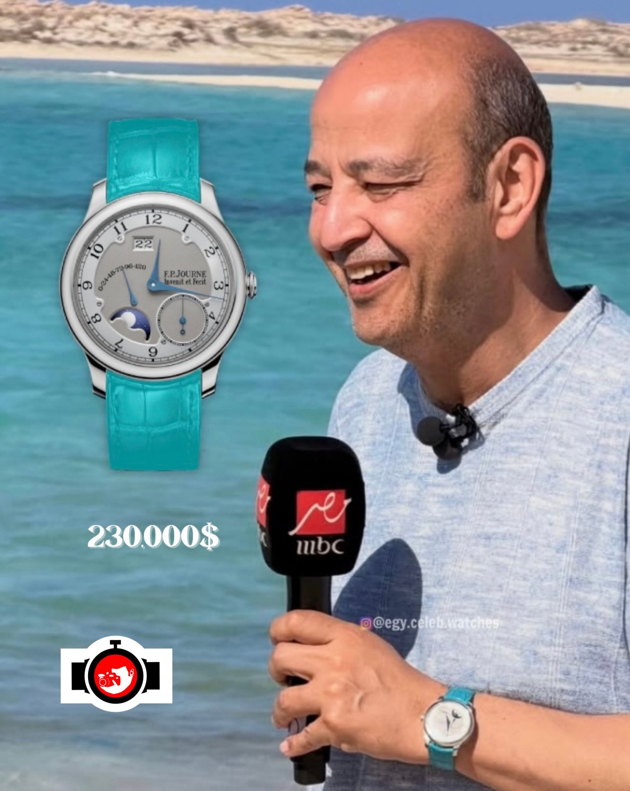 television presenter Amr Adib spotted wearing a F.P. Journe Octa Divine Ref. D CALIBRE 1300.3