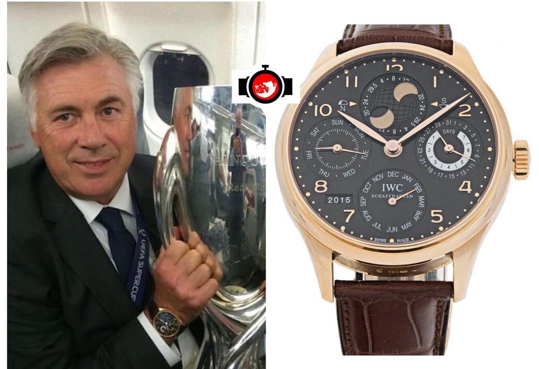 football manager Carlo Ancelotti spotted wearing a IWC IW502122