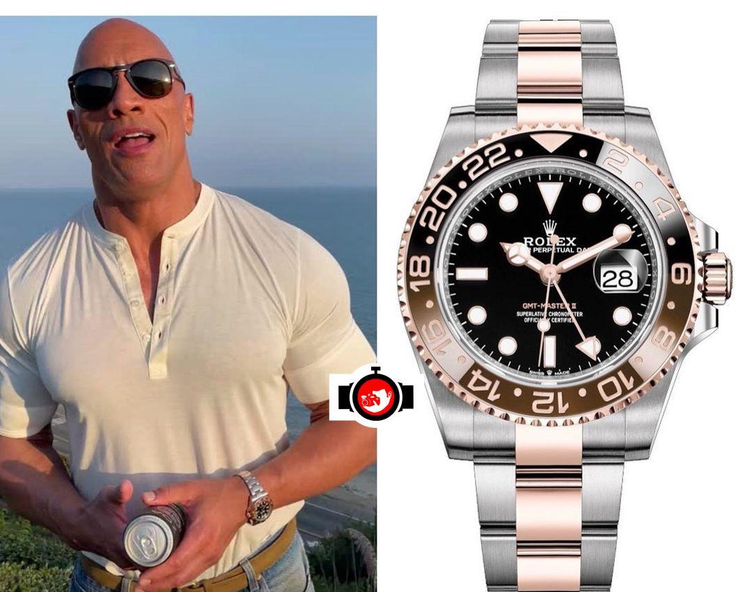 actor Dwayne The Rock Johnson spotted wearing a Rolex 126711CHNR