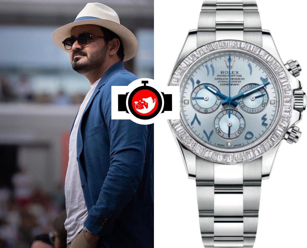 Unveiling Joaan Bin Hamad Al Thani’s Exquisite Platinum Rolex Daytona with an Arabic Ice Blue Dial and Baguette Cut Diamonds