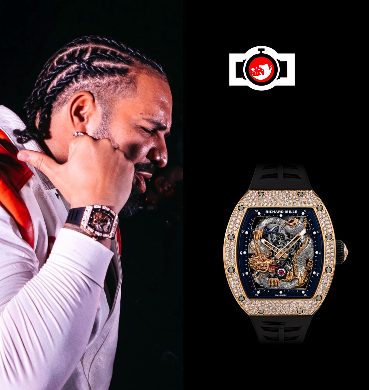 rapper Drake spotted wearing a Richard Mille RM 57-03