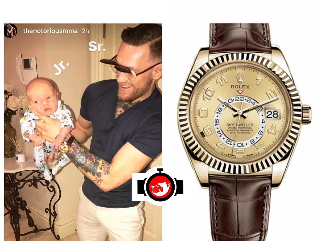 Conor McGregor's Luxurious 18K Gold Rolex Skydweller with Leather Strap
