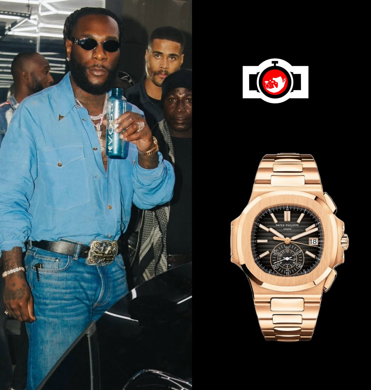 Burna Boy Spotted Wearing Patek Philippe Nautilus Chronograph Ref. 5980 in Rose Gold