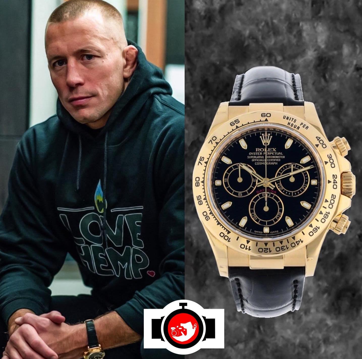 mixed martial artist Georges St Pierre spotted wearing a Rolex 116518