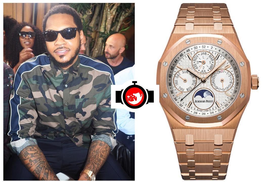 basketball player Carmelo Anthony spotted wearing a Audemars Piguet 26574OR