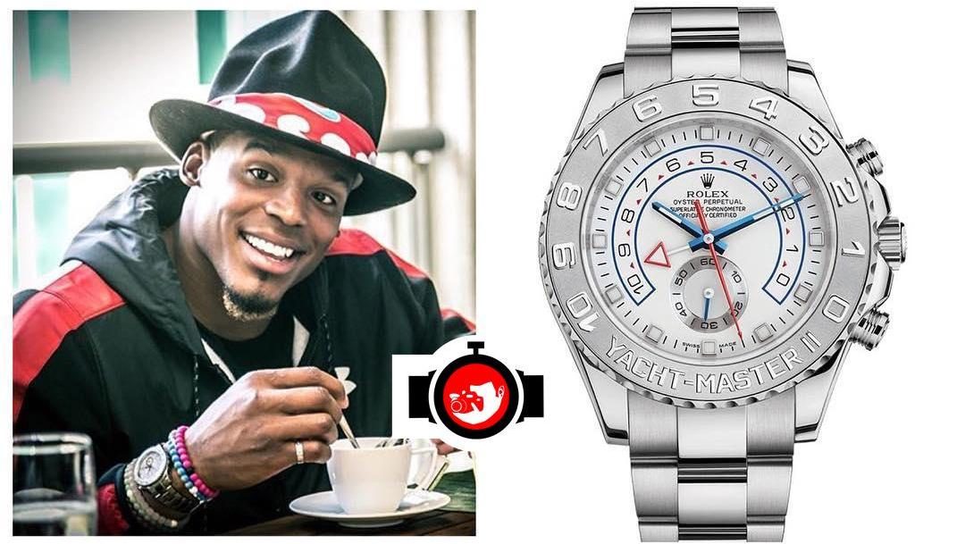 american football player Cameron Newton spotted wearing a Rolex 116689