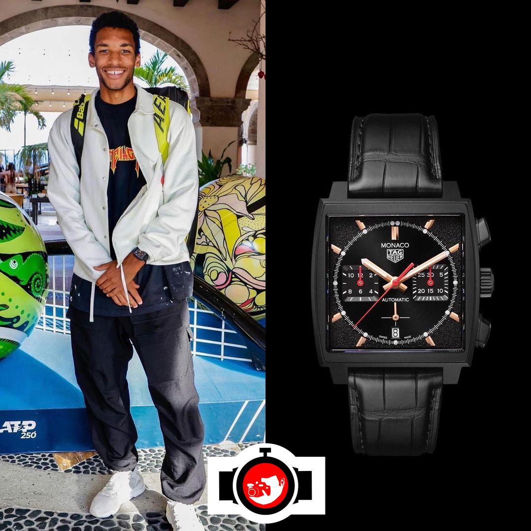 tennis player Felix Aliassime spotted wearing a Tag Heuer 