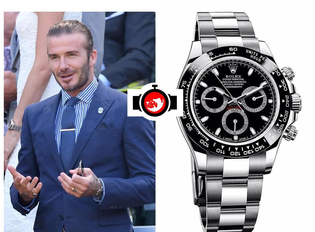 footballer David Beckham spotted wearing a Rolex 116500
