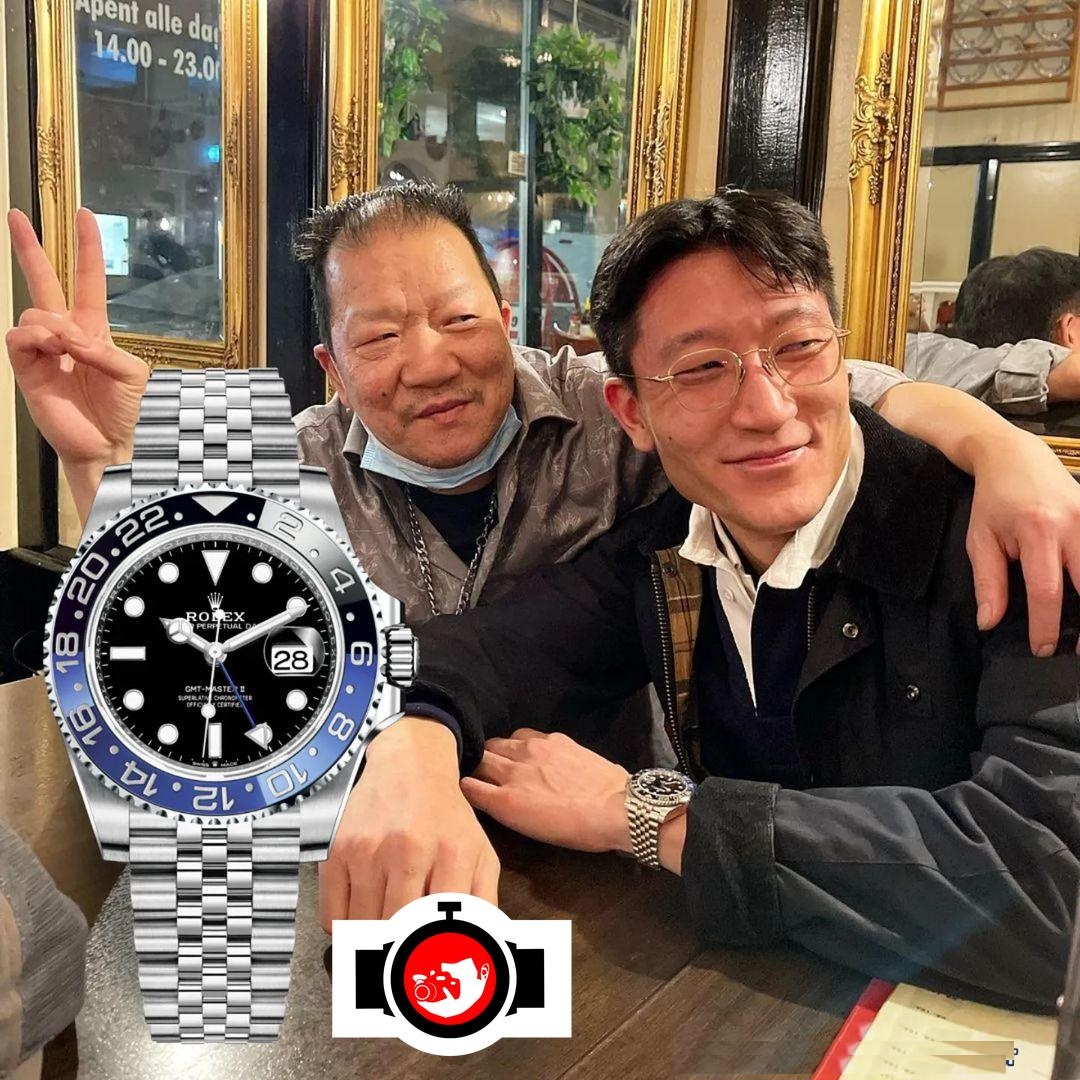 writer Danby Choi spotted wearing a Rolex 126710BLNR