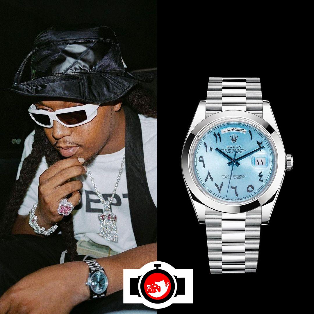 rapper TakeOff spotted wearing a Rolex 