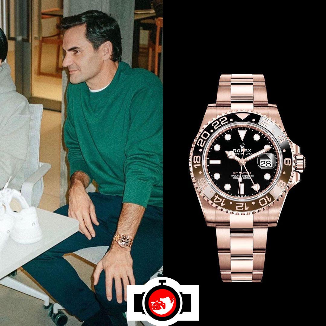 tennis player Roger Federer spotted wearing a Rolex 126715CHNR