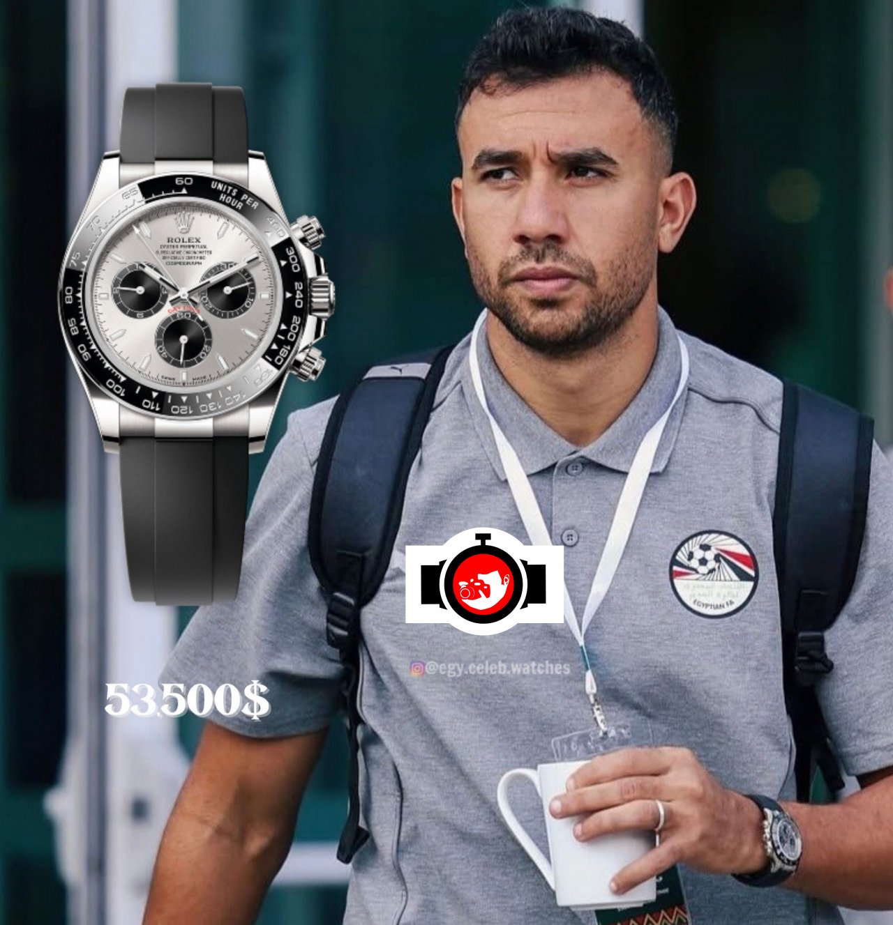 footballer Mahmoud Trezeguet spotted wearing a Rolex 126519LN