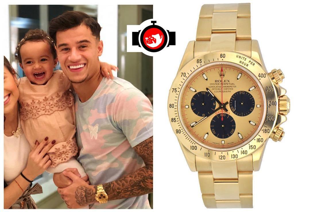 footballer Philippe Coutinho spotted wearing a Rolex 116528