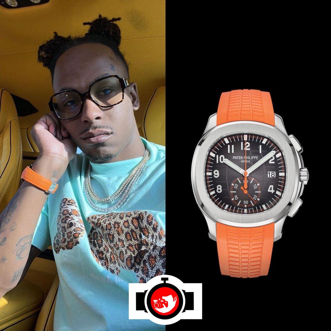 rapper Rich The Kid spotted wearing a Patek Philippe 5968A