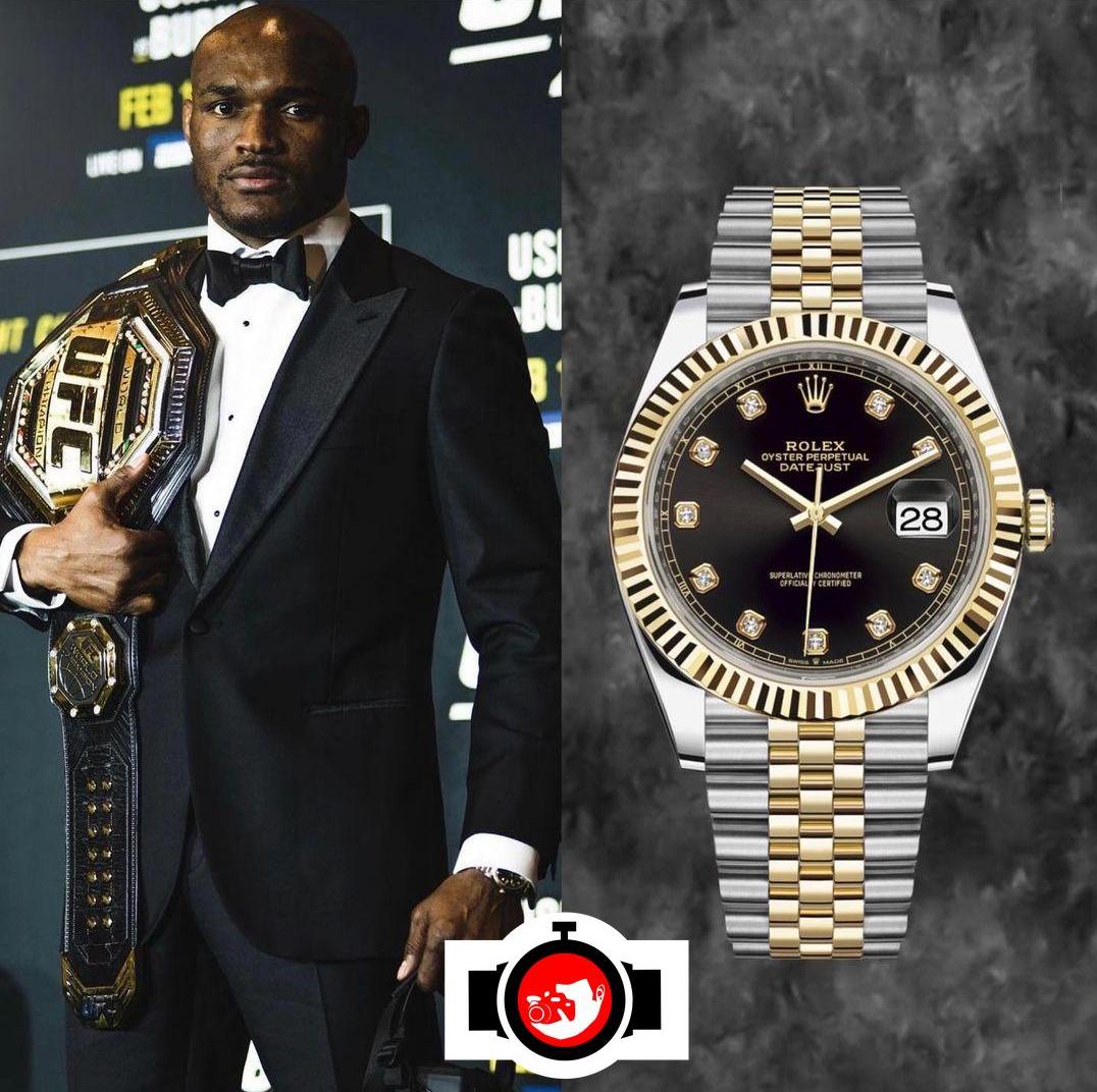 mixed martial artist Kamaru Usman spotted wearing a Rolex 126333