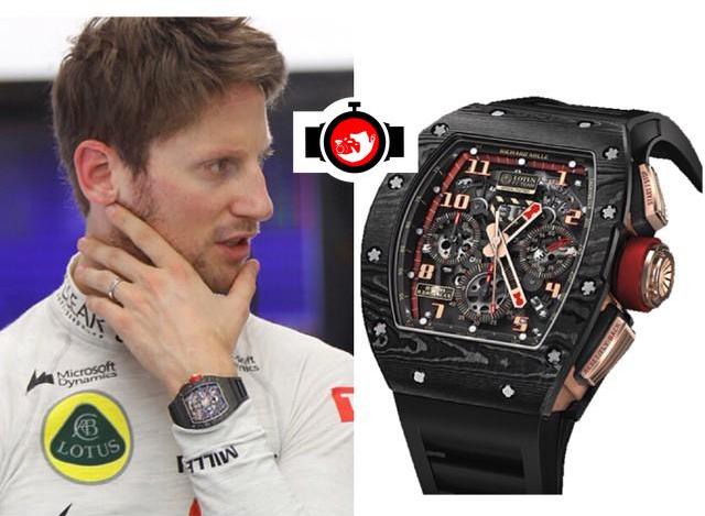 pilot Romain Grosjean spotted wearing a Richard Mille RM11-NTPT