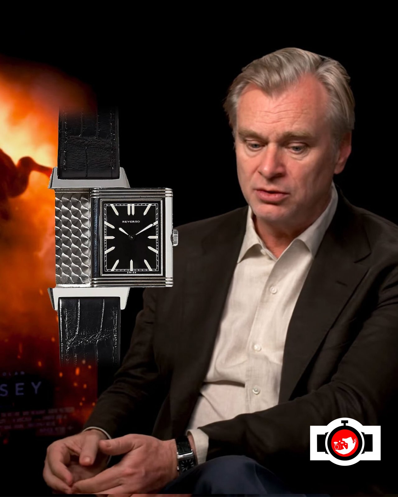 film director Christopher Nolan spotted wearing a Jaeger-LeCoultre Q2708410