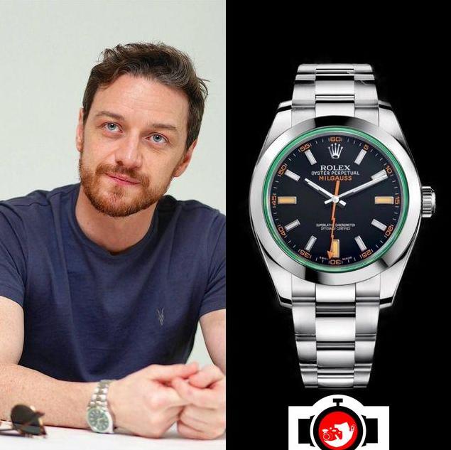 James McAvoy's Rolex Milgauss in Stainless Steel and Green Dial