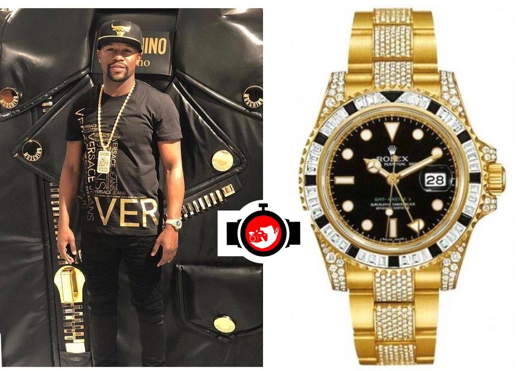 boxer Floyd Mayweather spotted wearing a Rolex 116758SANR