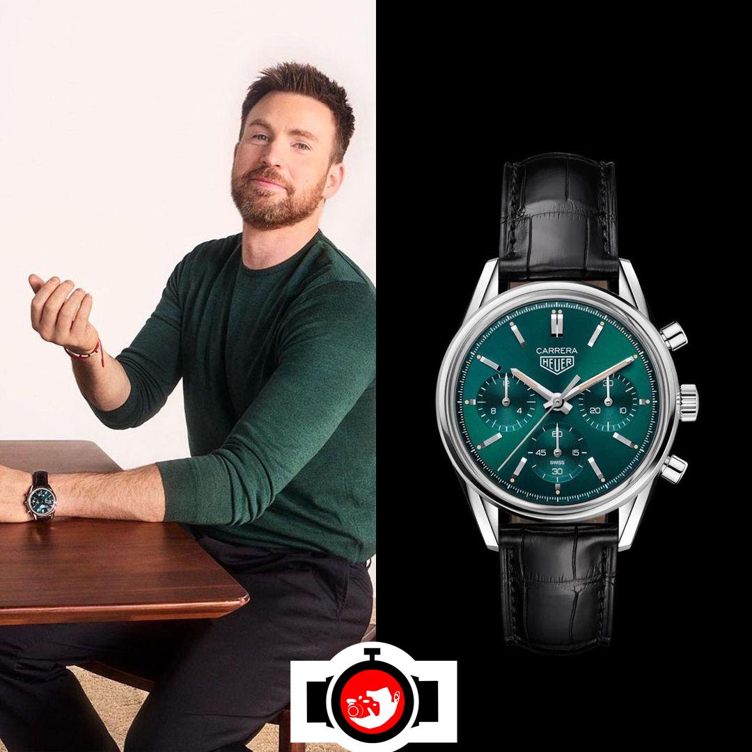 actor Chris Evans spotted wearing a Tag Heuer 