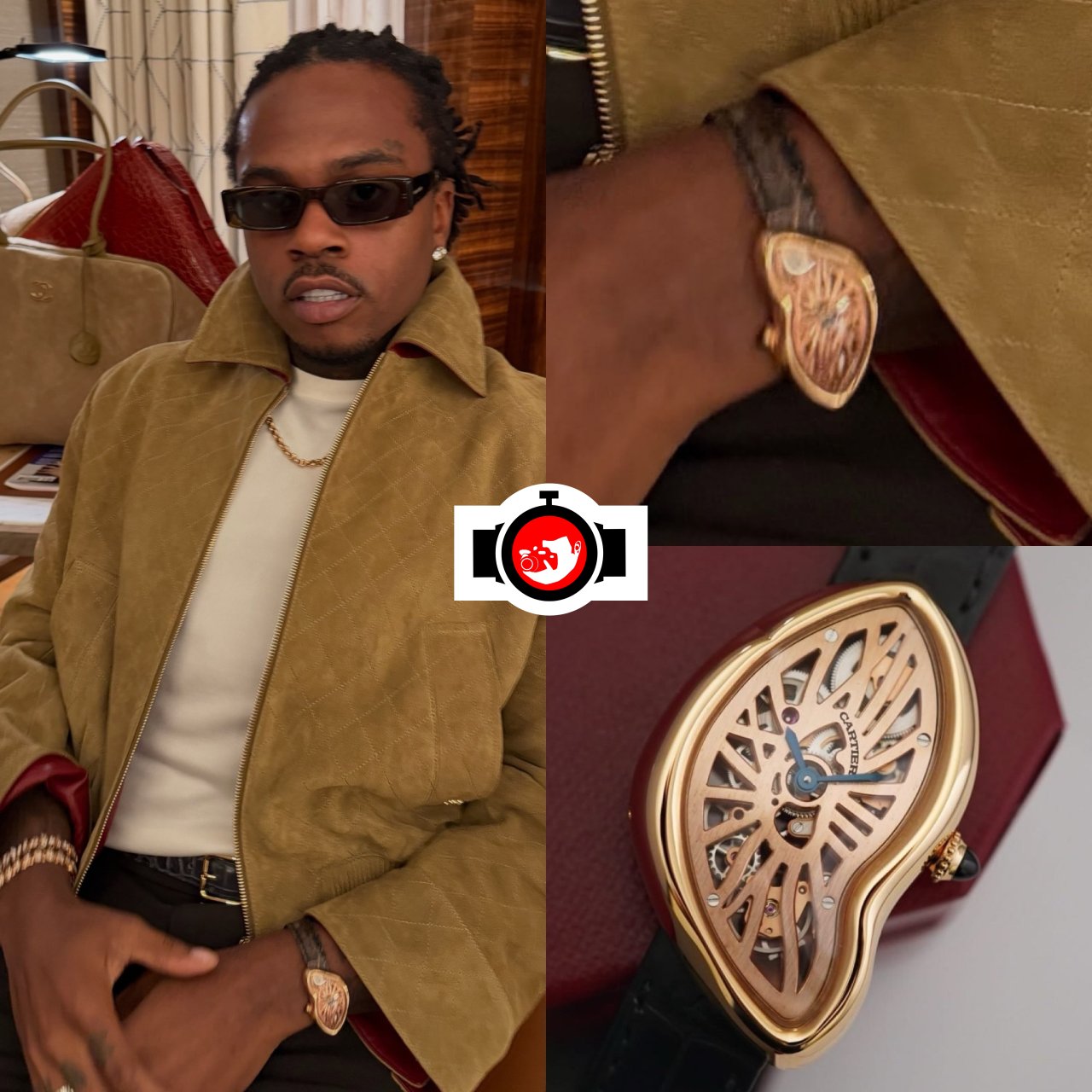rapper Gunna spotted wearing a Cartier WHCH0006