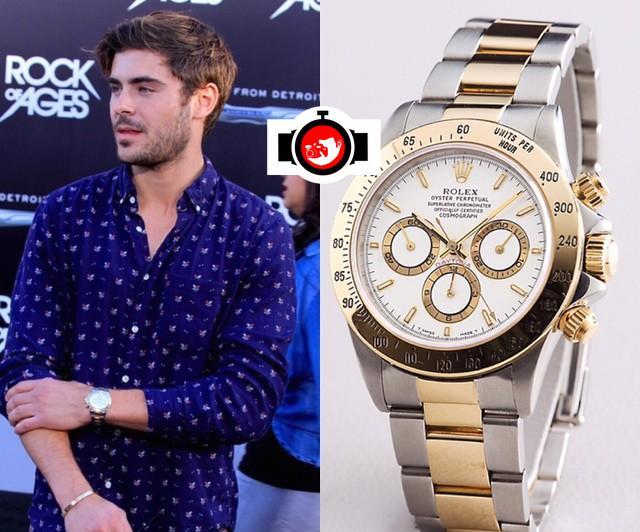 actor Zac Efron spotted wearing a Rolex 116523