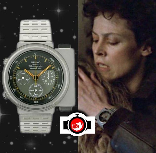 actor Sigourney Weaver spotted wearing a Seiko 7A28-7000