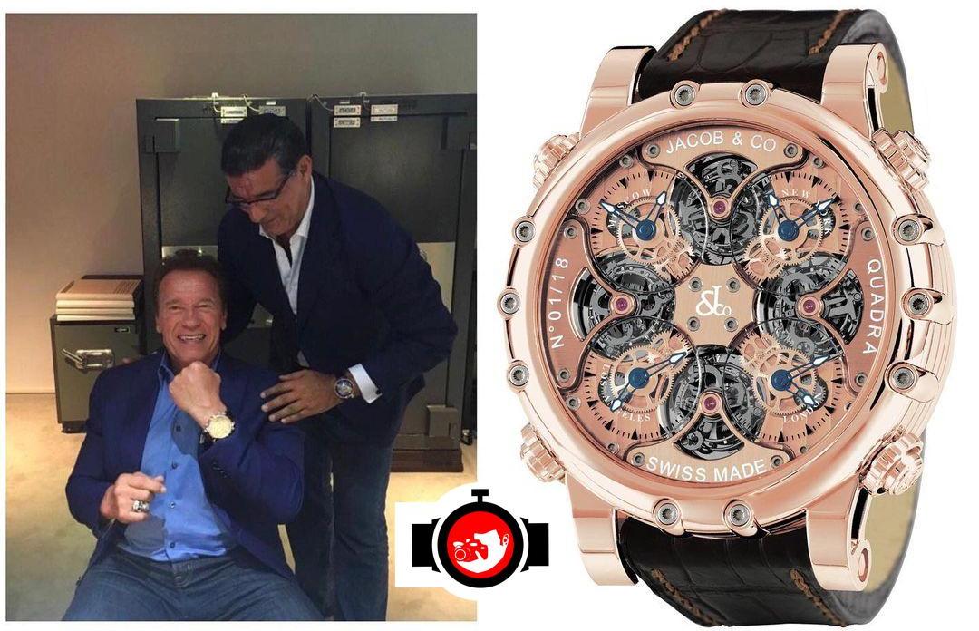 actor Arnold Schwarzenegger spotted wearing a Jacob & Co 