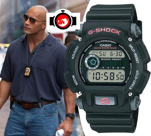 actor Dwayne The Rock Johnson spotted wearing a Casio DW9052
