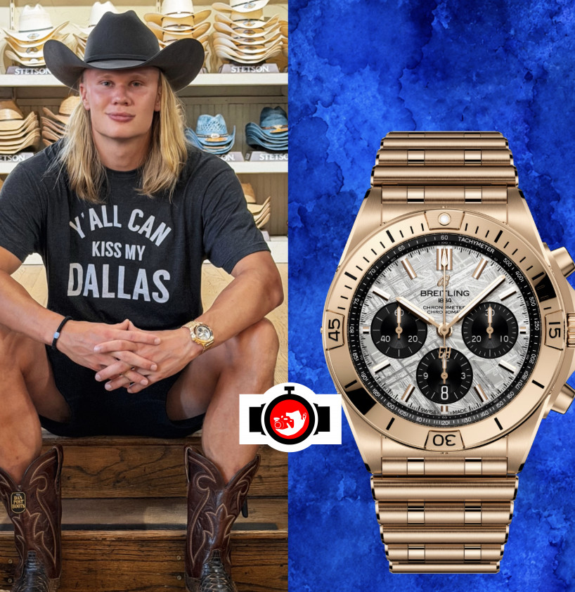 footballer Erling Haaland spotted wearing a Breitling RB01347A1F1R1