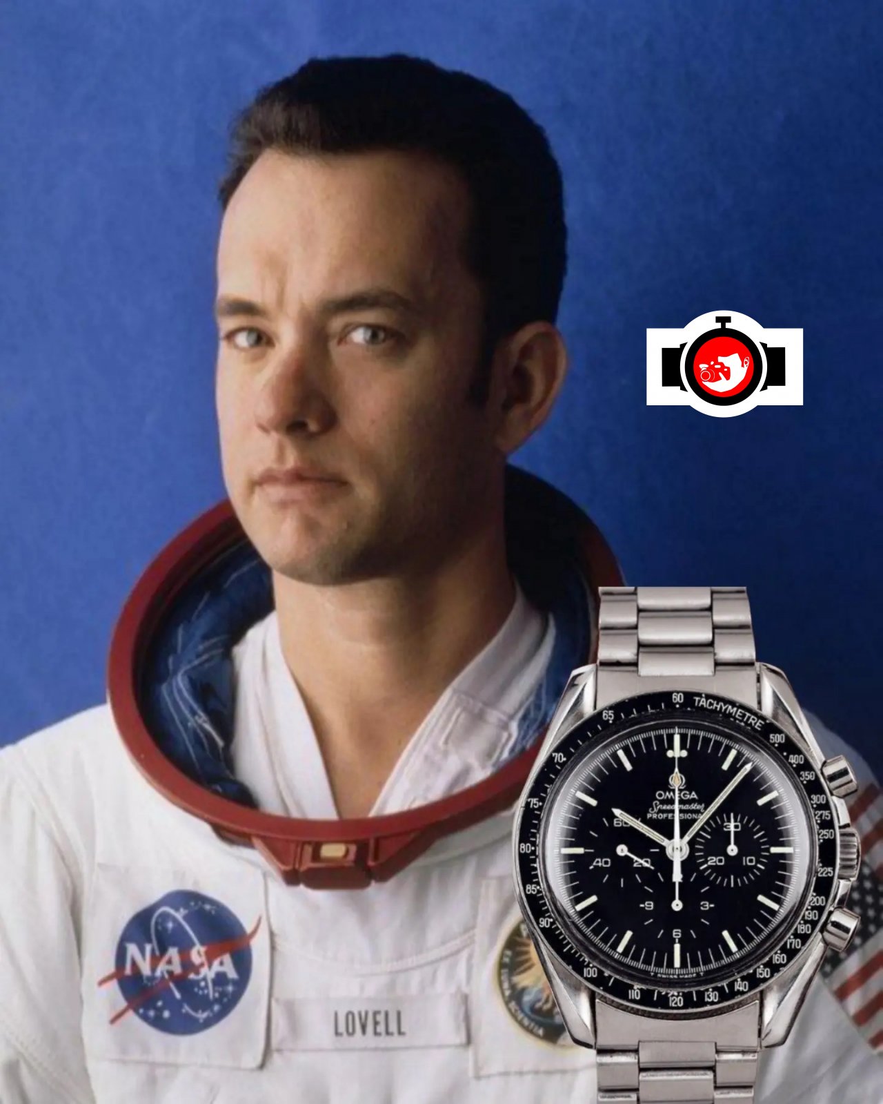 actor Tom Hanks spotted wearing a Omega 105.012