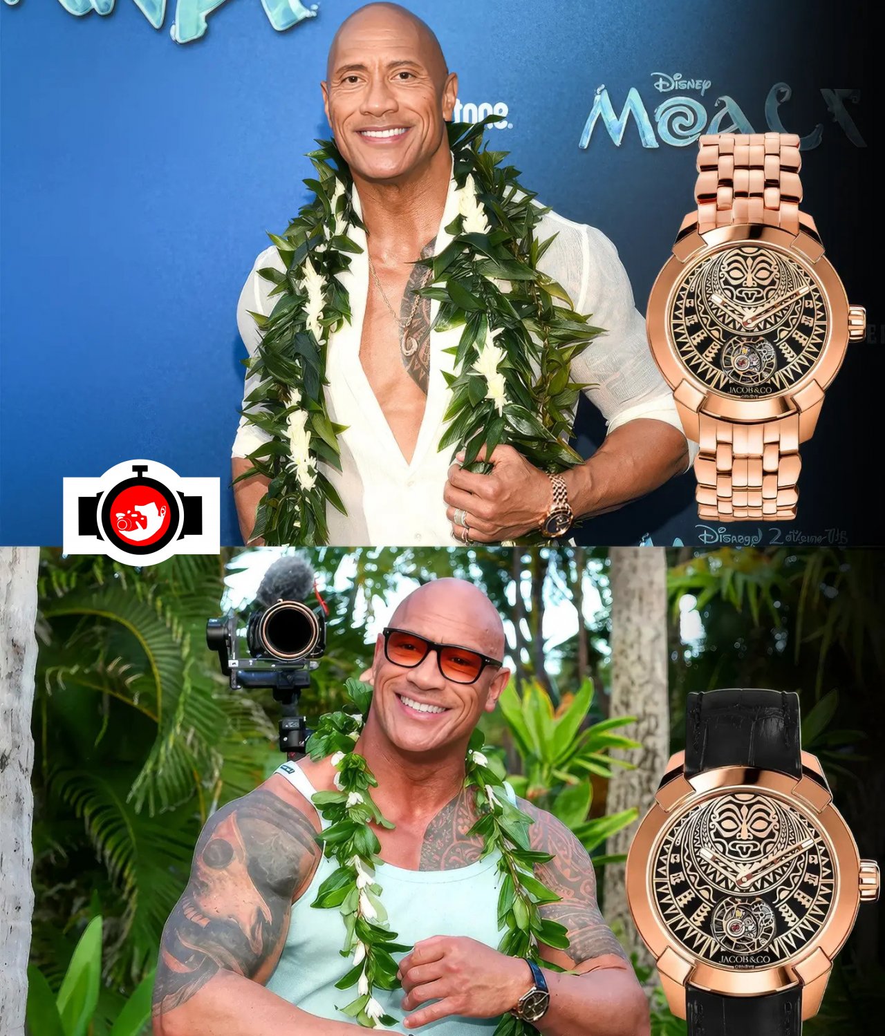 actor Dwayne Johnson spotted wearing a Jacob & Co. Matai Tourbillon