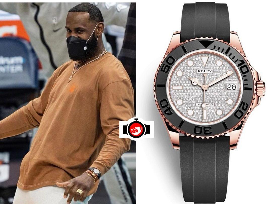 LeBron James's Stunning Collection: An 18K Everose Gold Rolex Yachtmaster Factory Set With a Diamond Pave Dial